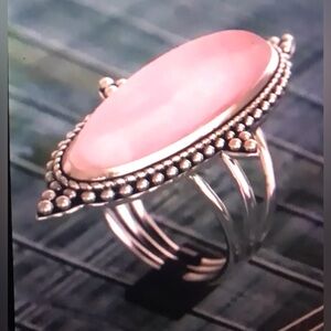 Rose Quartz Stamped 925 Sterling Silver Ring